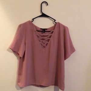 Mauve Lace-Up Blouse